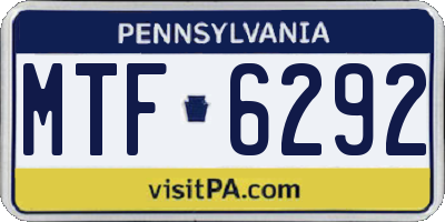 PA license plate MTF6292