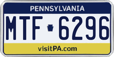 PA license plate MTF6296