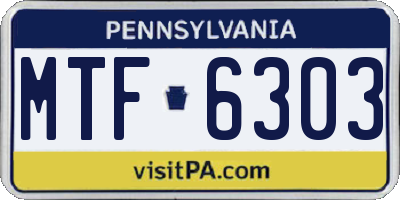 PA license plate MTF6303