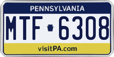 PA license plate MTF6308
