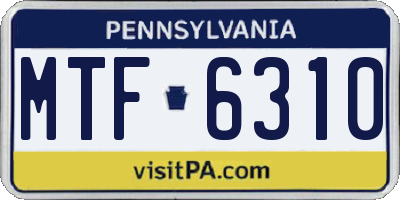 PA license plate MTF6310