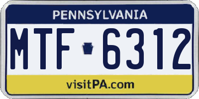 PA license plate MTF6312