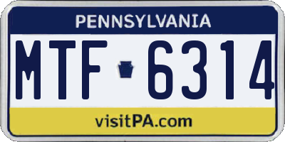 PA license plate MTF6314