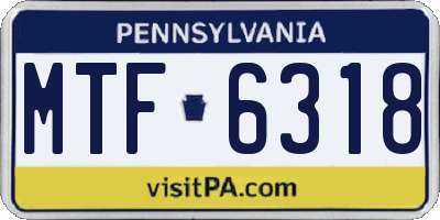 PA license plate MTF6318