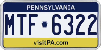 PA license plate MTF6322