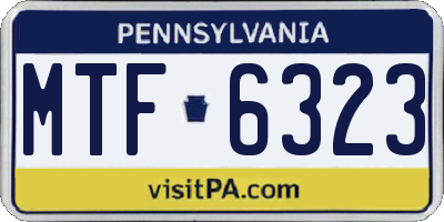 PA license plate MTF6323