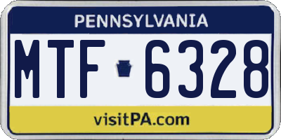 PA license plate MTF6328