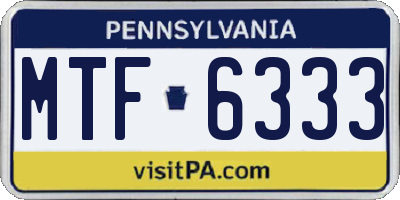 PA license plate MTF6333