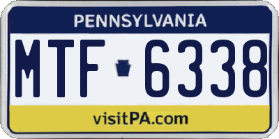 PA license plate MTF6338