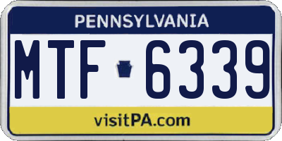 PA license plate MTF6339