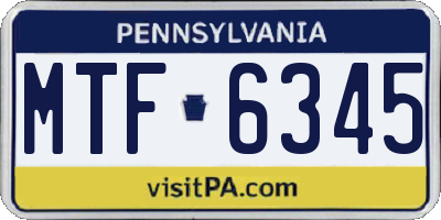 PA license plate MTF6345
