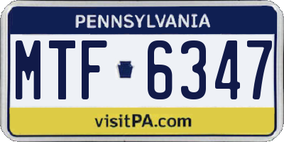 PA license plate MTF6347