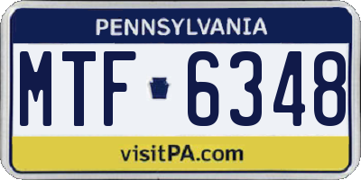 PA license plate MTF6348