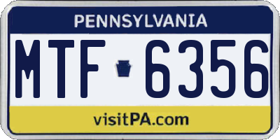 PA license plate MTF6356