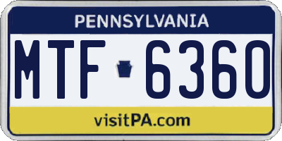 PA license plate MTF6360