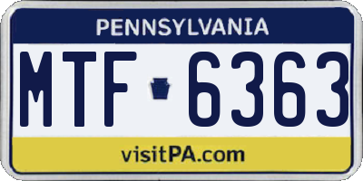 PA license plate MTF6363