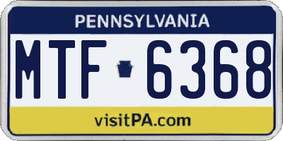 PA license plate MTF6368