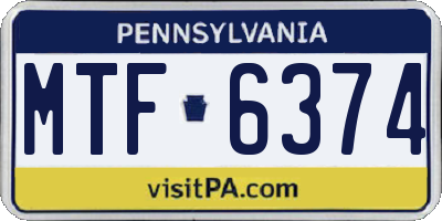 PA license plate MTF6374
