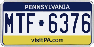 PA license plate MTF6376