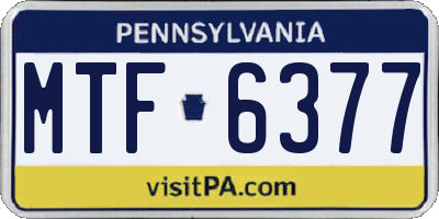 PA license plate MTF6377