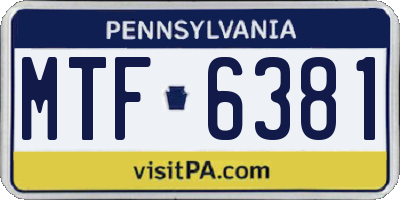 PA license plate MTF6381