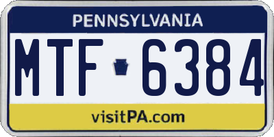 PA license plate MTF6384