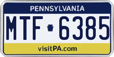 PA license plate MTF6385