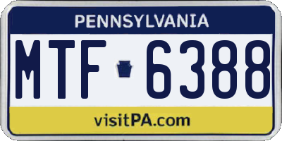 PA license plate MTF6388