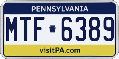 PA license plate MTF6389