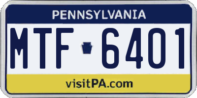 PA license plate MTF6401