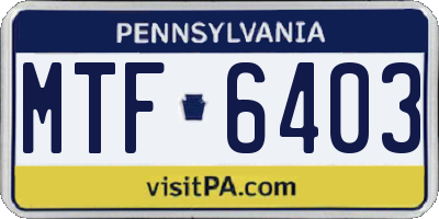 PA license plate MTF6403