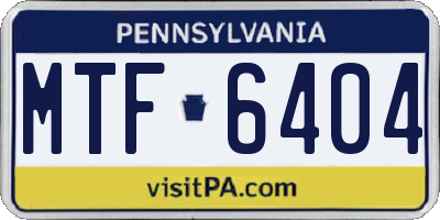 PA license plate MTF6404