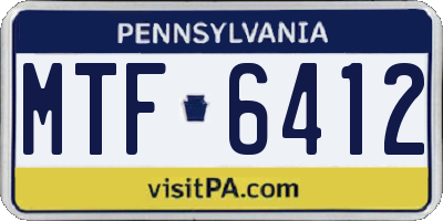 PA license plate MTF6412