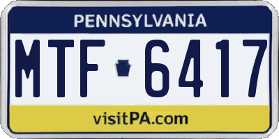 PA license plate MTF6417