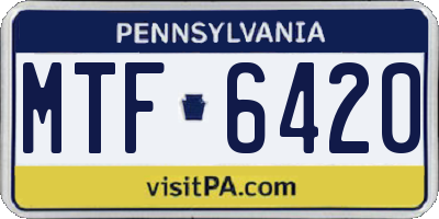 PA license plate MTF6420