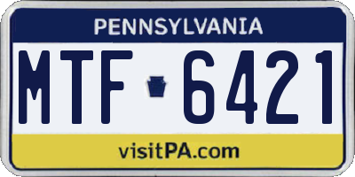 PA license plate MTF6421