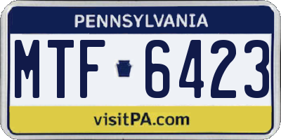 PA license plate MTF6423