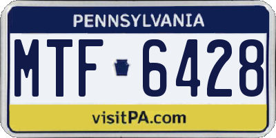 PA license plate MTF6428