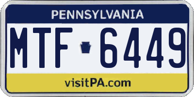 PA license plate MTF6449