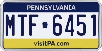 PA license plate MTF6451
