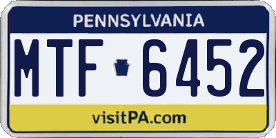 PA license plate MTF6452