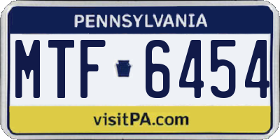 PA license plate MTF6454