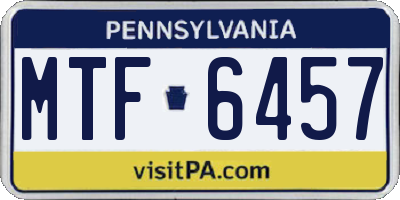 PA license plate MTF6457