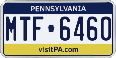 PA license plate MTF6460
