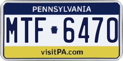 PA license plate MTF6470