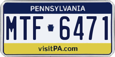 PA license plate MTF6471