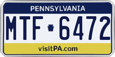 PA license plate MTF6472