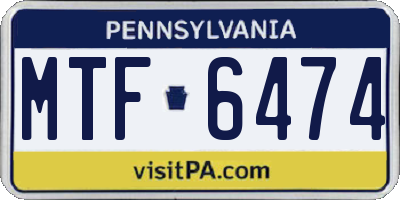 PA license plate MTF6474