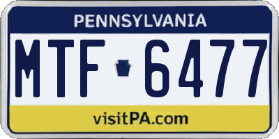 PA license plate MTF6477