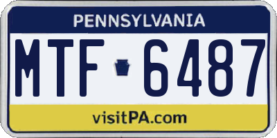 PA license plate MTF6487